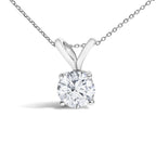 14K White Gold 1.00 Cttw Lab Grown Diamond Round Solitaire Pendant Necklace