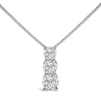 14K White Gold 1/2 Cttw Lab Grown Diamond Three Stone Pendant Necklace