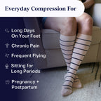 Knee-High Compression Socks – 3 Pack Stripes