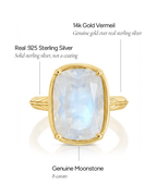 Sterling Silver Elongated Cushion Moonstone Cocktail Ring