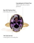 Sterling Silver Oval Cut Amethyst CZ Cocktail Ring
