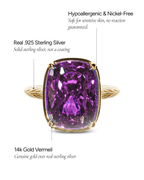 Sterling Silver Elongated Cushion Amethyst CZ Cocktail Ring