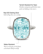 Sterling Silver Elongated Cushion Aquamarine CZ Cocktail Ring