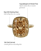 Sterling Silver Elongated Cushion Champagne CZ Cocktail Ring