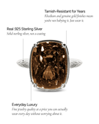 Sterling Silver Elongated Cushion Chocolate CZ Cocktail Ring