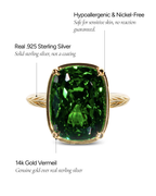 Sterling Silver Elongated Cushion Emerald CZ Cocktail Ring