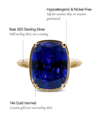 Sterling Silver Elongated Cushion Sapphire CZ Cocktail Ring