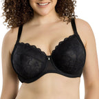 Luxlacy Full Bust Lace Padded Bra - Black