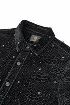 Midnight Serpent Rhinestone Jacket - Century Penthouse BLACK