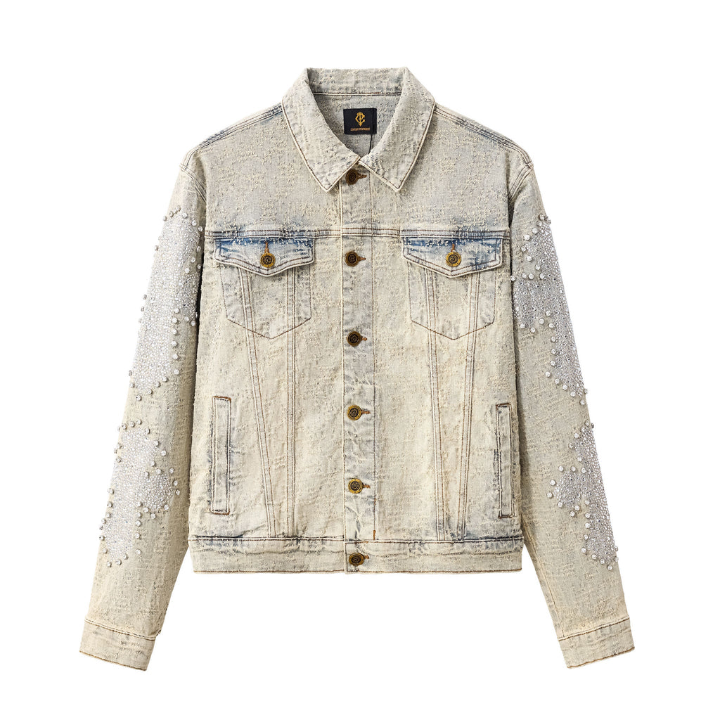 Century Penthouse Sanctum Cross Men's Denim Jacket - Tan