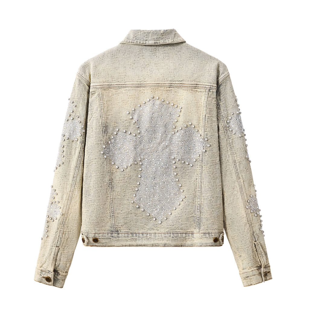 Century Penthouse Sanctum Cross Men's Denim Jacket - Tan