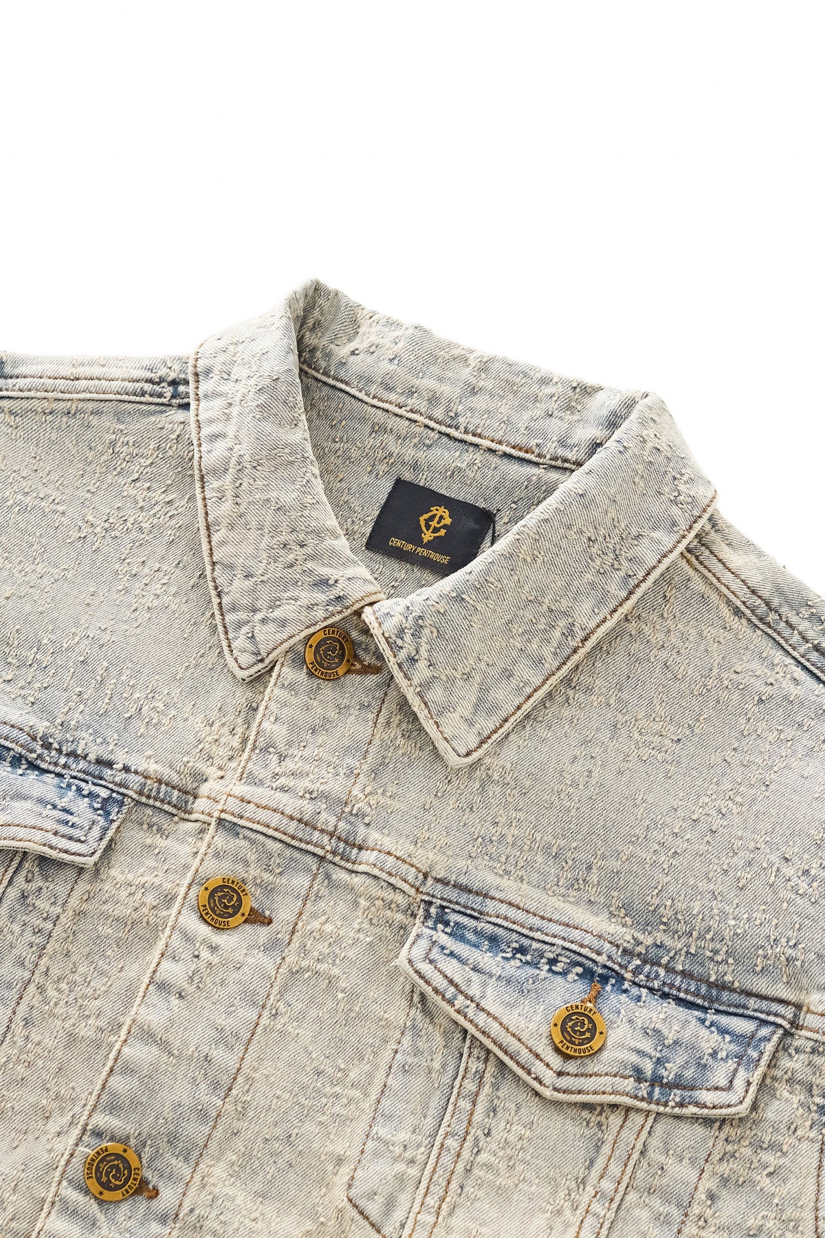 Century Penthouse Sanctum Cross Men's Denim Jacket - Tan