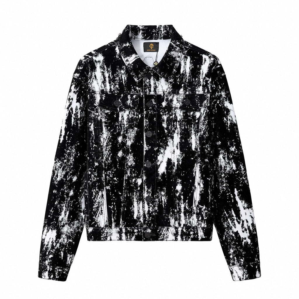 Flocked Eclipse Denim Jkt – Century Penthouse BLACK