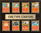 Pokemon Fire Type Starters Plaque 8 Cards Charmander Cyndaquil Torchic and more