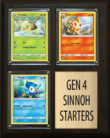 Pokemon Generation 4 Sinnoh Starters Plaque 3 Cards Piplup Turtwig Chimchar
