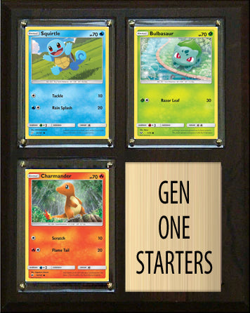Pokemon Generation 1 Kanto Starters Plaque 3 Cards Charmander Squirtle Bulbasaur
