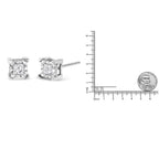 .925 Sterling Silver Miracle Set Princess-cut Diamond Solitaire Stud Earrings