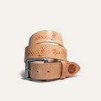 Waffle Shoe Print Leather Belt