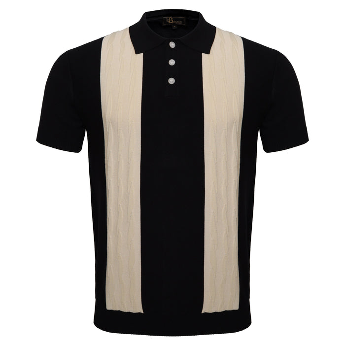 Barocco Men's Retro-Inspired Knit Polo Shirt - Black/White