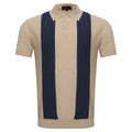 Men's Retro-Inspired Knit Polo Shirt IVORY/NAVY