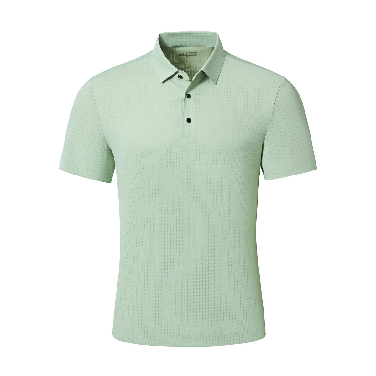 Barocco Grid Texture Stitchless Men's Polo - Pistachio