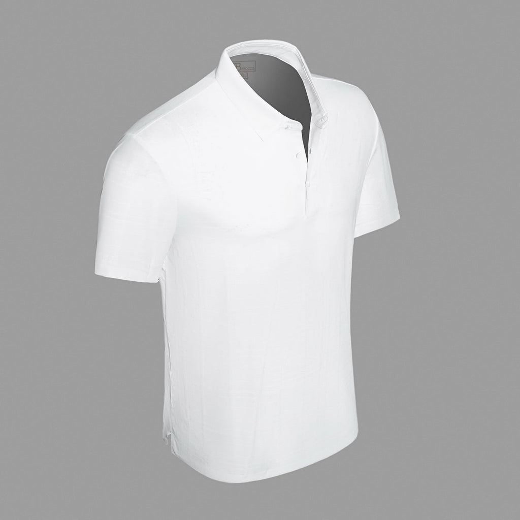 Shadow Plaid Stitchless Men's Polo White