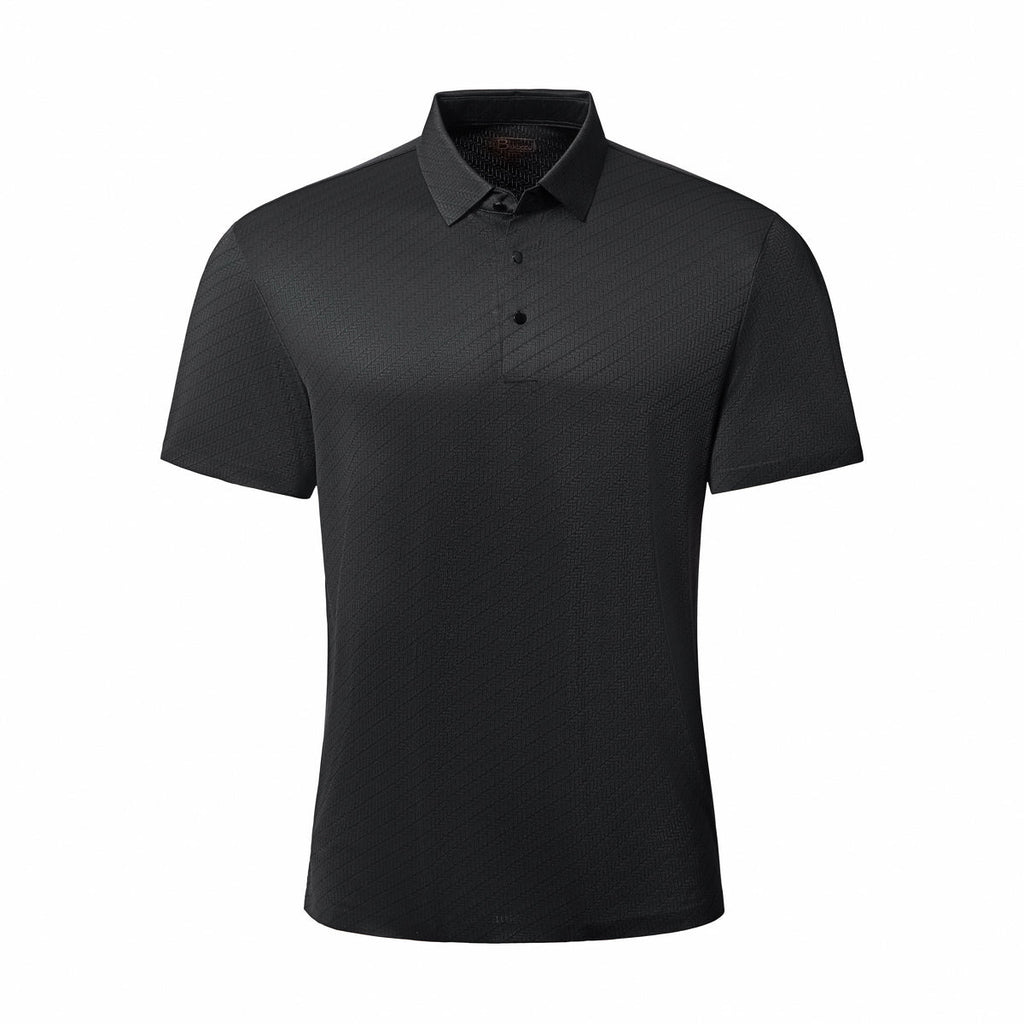 Barocco Diagonal Texture Stitchless Men's Polo - Black