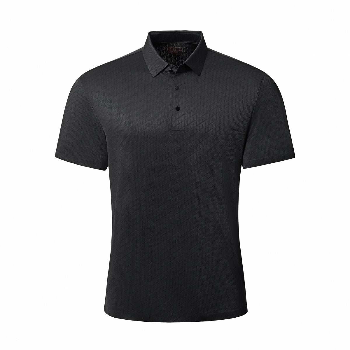 Barocco Diagonal Texture Stitchless Men's Polo - Black