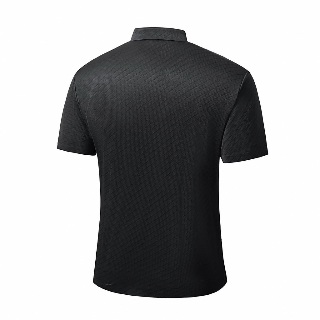 Barocco Diagonal Texture Stitchless Men's Polo - Black