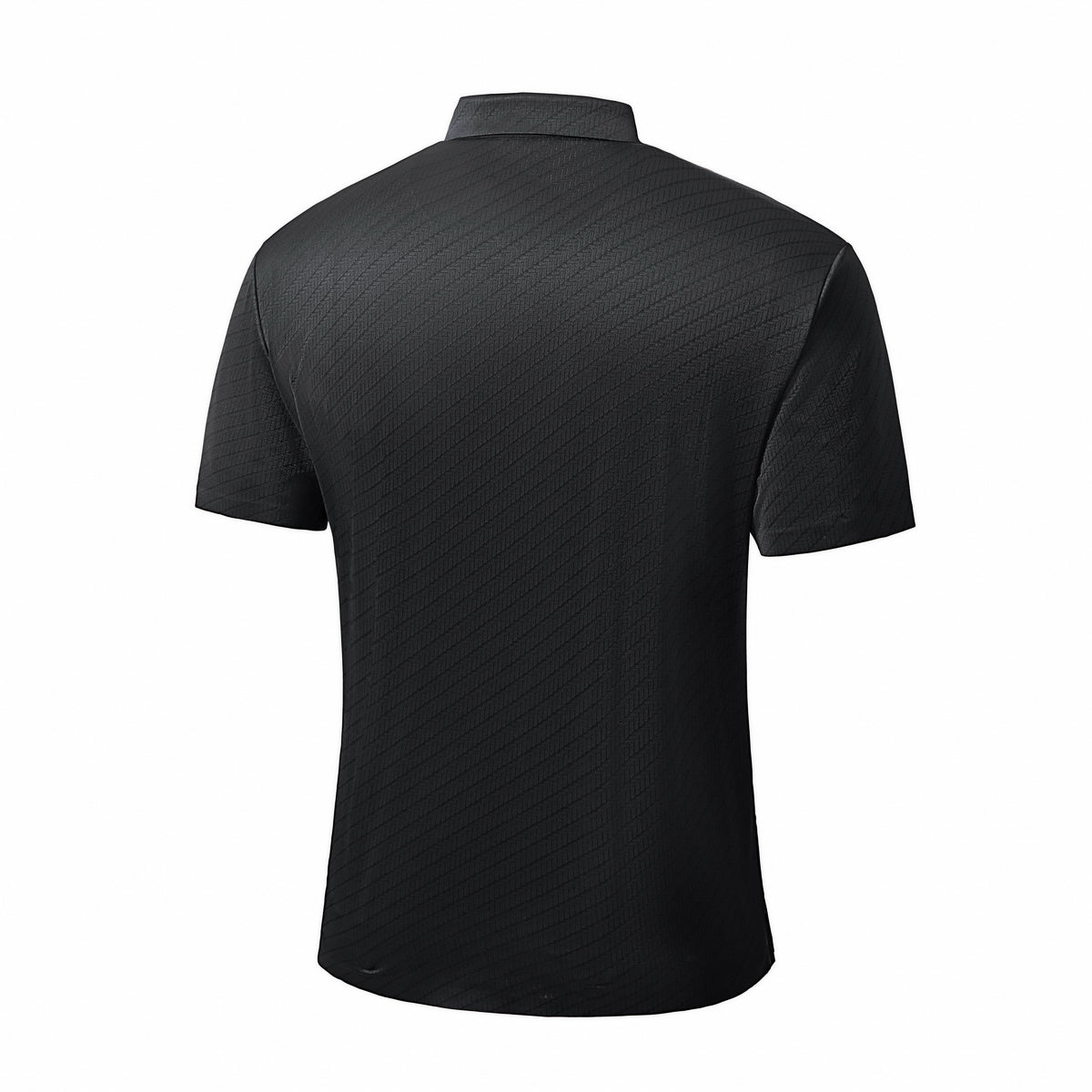 Barocco Diagonal Texture Stitchless Men's Polo - Black