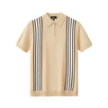 Retro Stripe Zip Knit Polo KHAKI/WHITE