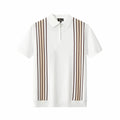 Retro Stripe Zip Knit Polo WHITE/KHAKI