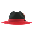Puck Trilby Ferrecci Two Tone Black Crown & Red Brim Trilby Hat