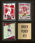 Brock Purdy 3 Card Plaque Donruss Fleer Topps 2025 2024 San Francisco 49ers