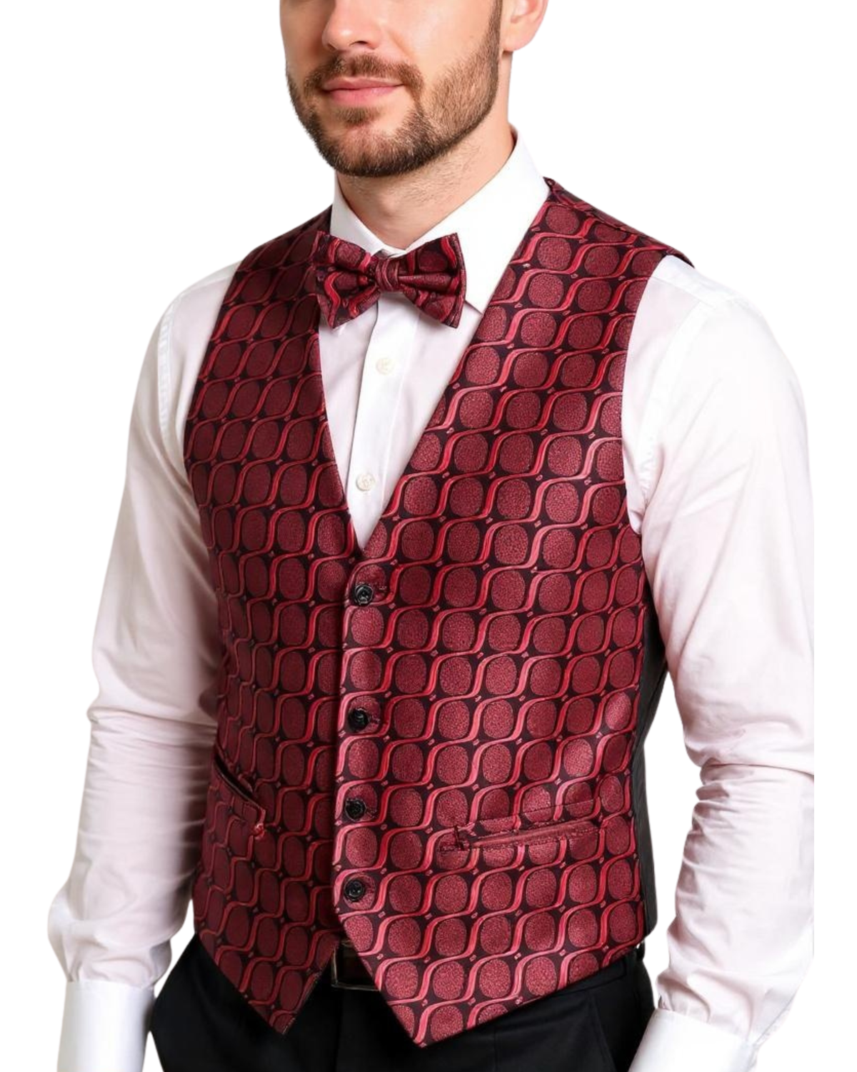 Ferrecci Mens PV250 - Red with Black Back Adjustable Vest Set