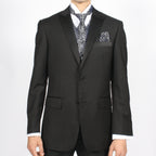 Ferrecci Mens PV50-1 Black Silver with Black Back Vest Set