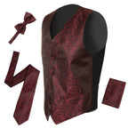 Ferrecci Mens PV50-2 Burgundy with Black Back Vest Set