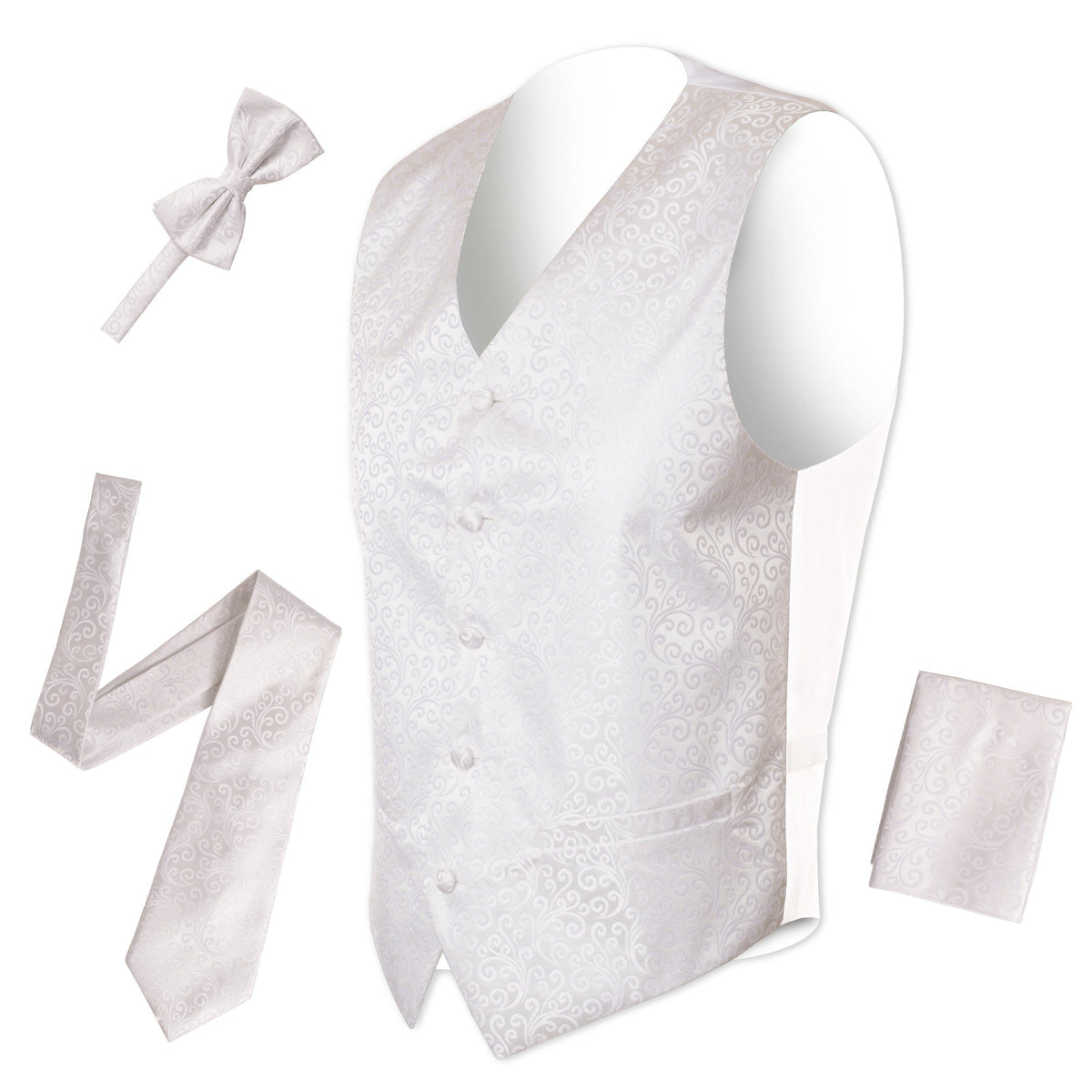 Ferrecci Mens PV50-9 White with White Back Vest Set