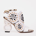 The Infanta White Spike Leather Ankle Strap Women Sandal