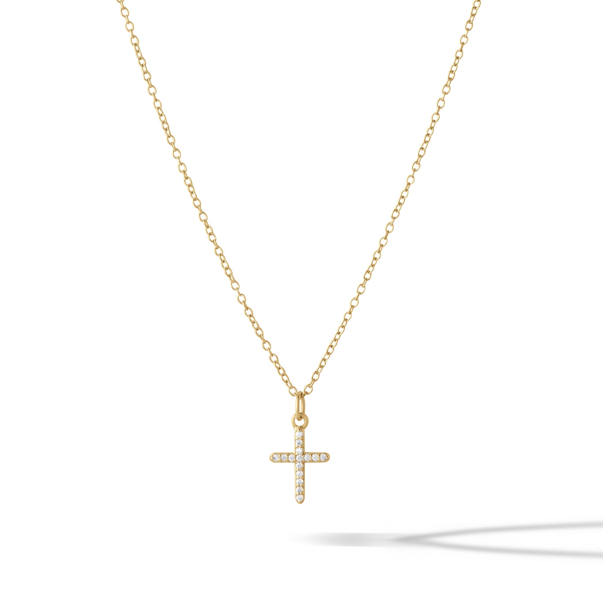 Pavé Cross Necklace - Gold