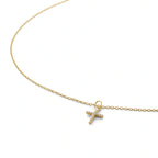 Pavé Cross Necklace - Gold