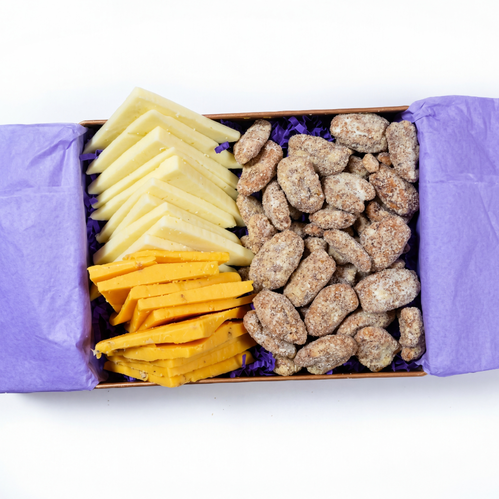 Honey Bourbon Pecans and Cheese Snack Gift Tin