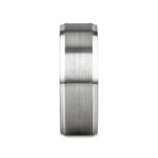 PETERSBURG Brushed Center White Tungsten Ring with Beveled Edges - 4mm - 10mm