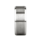 PETERSBURG Brushed Center White Tungsten Ring with Beveled Edges - 4mm - 10mm