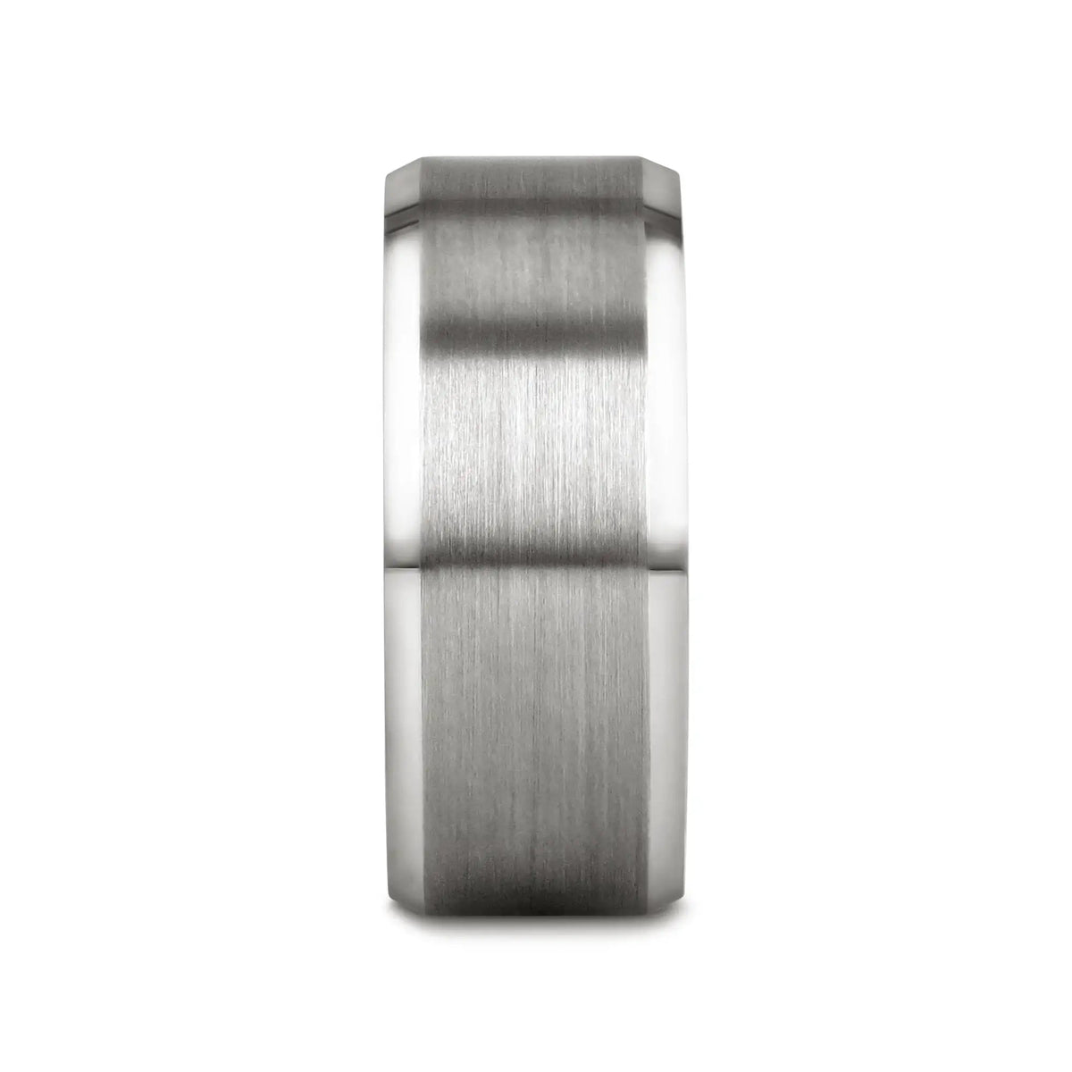 PETERSBURG Brushed Center White Tungsten Ring with Beveled Edges - 4mm - 10mm