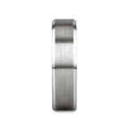 PETERSBURG Brushed Center White Tungsten Ring with Beveled Edges - 4mm - 10mm