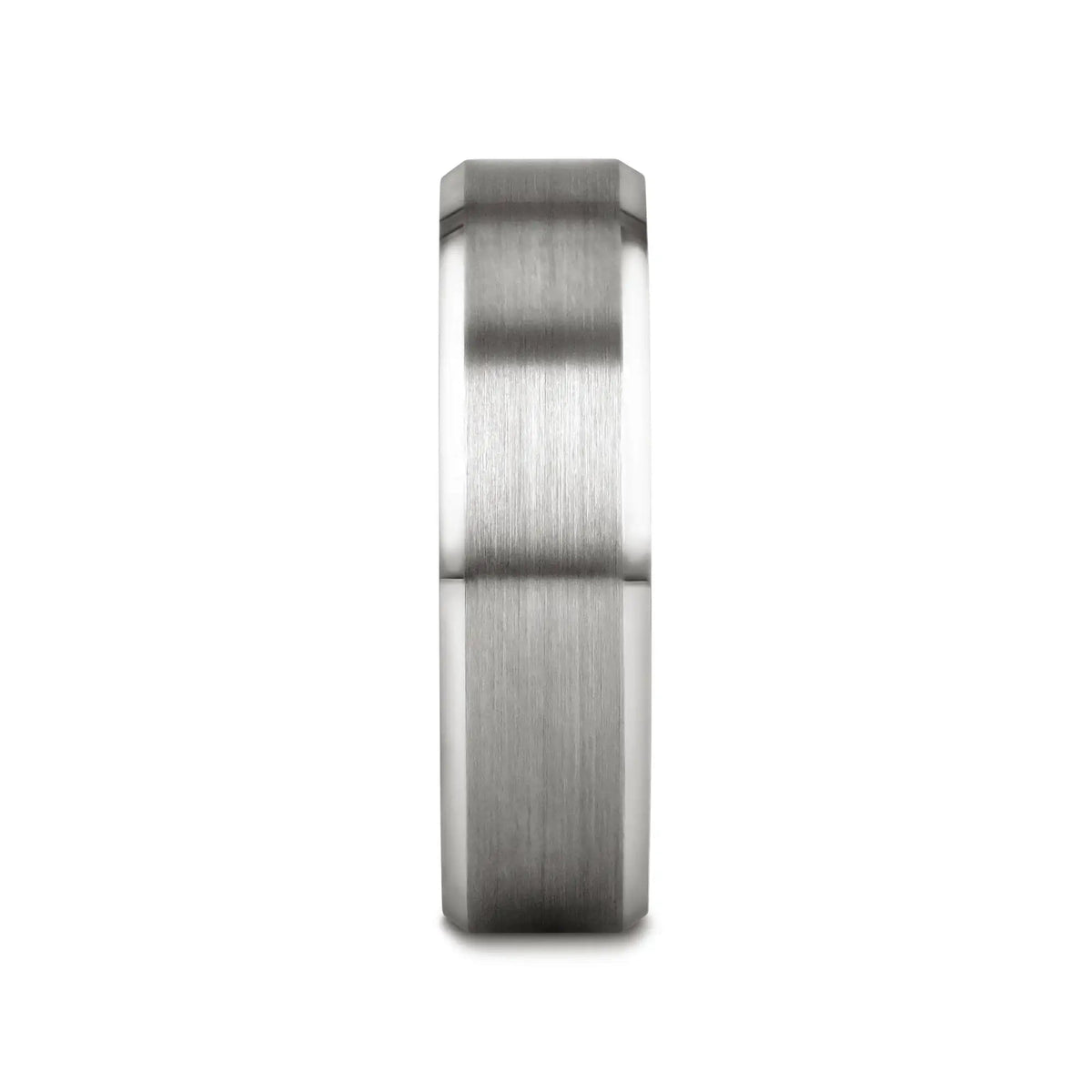 PETERSBURG Brushed Center White Tungsten Ring with Beveled Edges - 4mm - 10mm