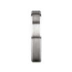 PETERSBURG Brushed Center White Tungsten Ring with Beveled Edges - 4mm - 10mm