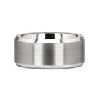 PETERSBURG Brushed Center White Tungsten Ring with Beveled Edges - 4mm - 10mm