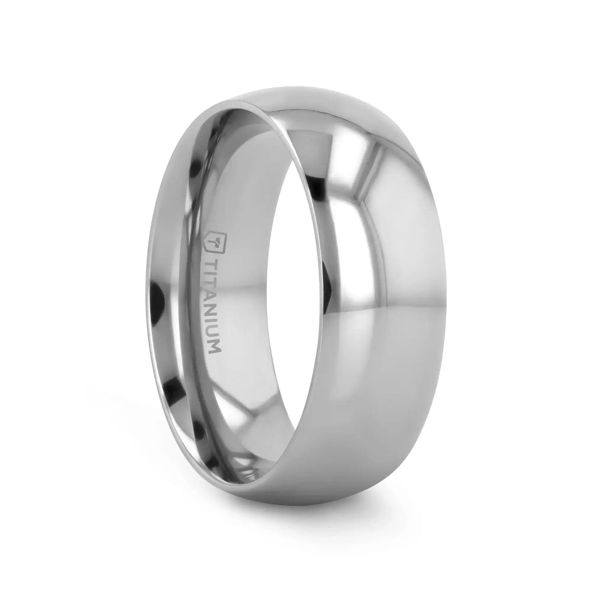 PETERSON Titanium Polished Finish Domed Men’s Wedding Band - 6mm & 8mm